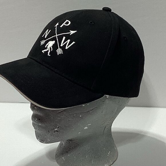 PNW Hat Pacific Northwest Black Big Foot Baseball Style Trucker Hat Sportsman - Picture 1 of 8